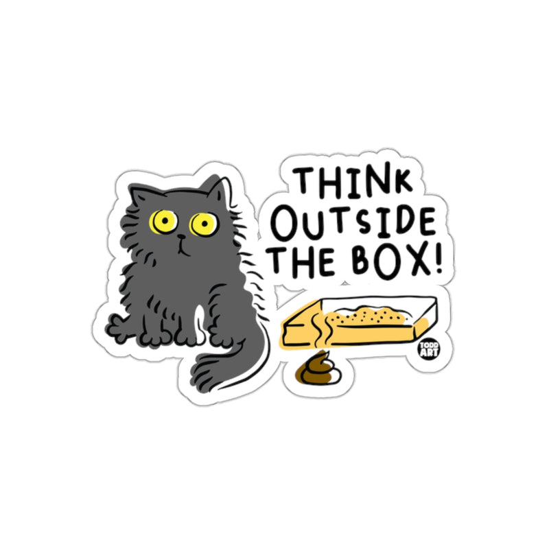 Load image into Gallery viewer, Think Outside The Box Cat Sticker Fun Illustration
