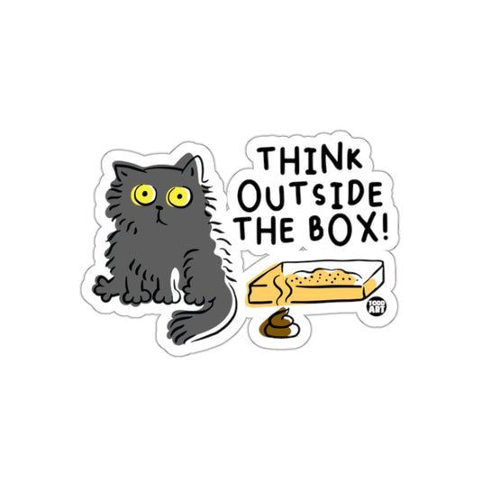 Think Outside The Box Cat Sticker Fun Illustration