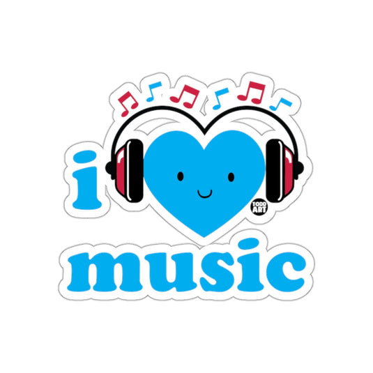 Cute I Love Music with Headphones Sticker