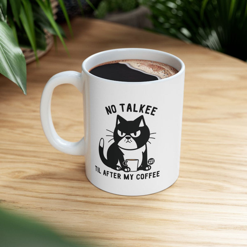 Load image into Gallery viewer, No Talkee Til After My Coffee Cat Mug

