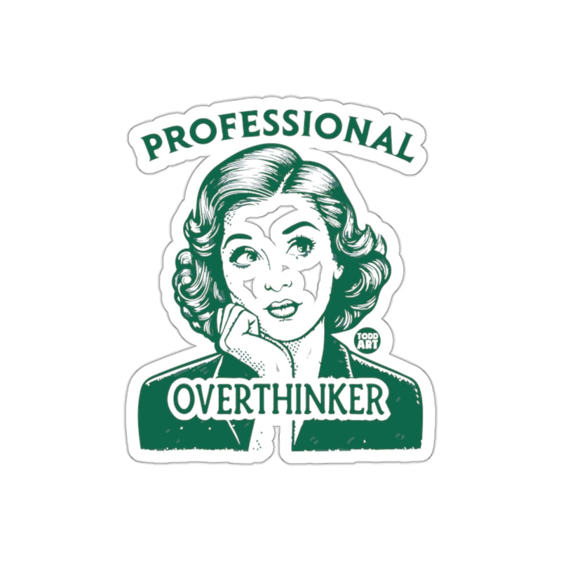 Load image into Gallery viewer, Professional Overthinker Retro Woman Funny Green sticker
