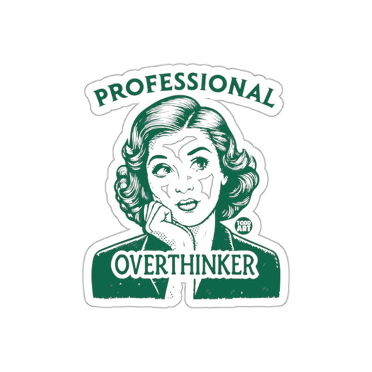 Professional Overthinker Retro Woman Funny Green sticker