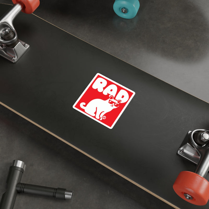 Load image into Gallery viewer, Rad Cat Sticker on Skateboard Deck for Skater Enthusiasts
