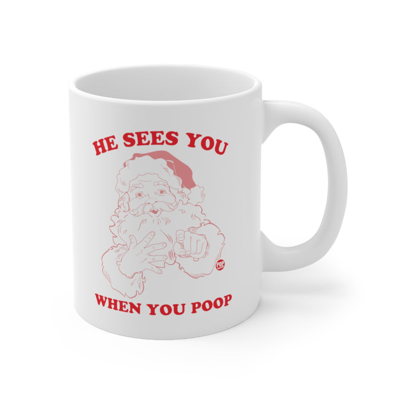Load image into Gallery viewer, He Sees You When Poop Santa Mug
