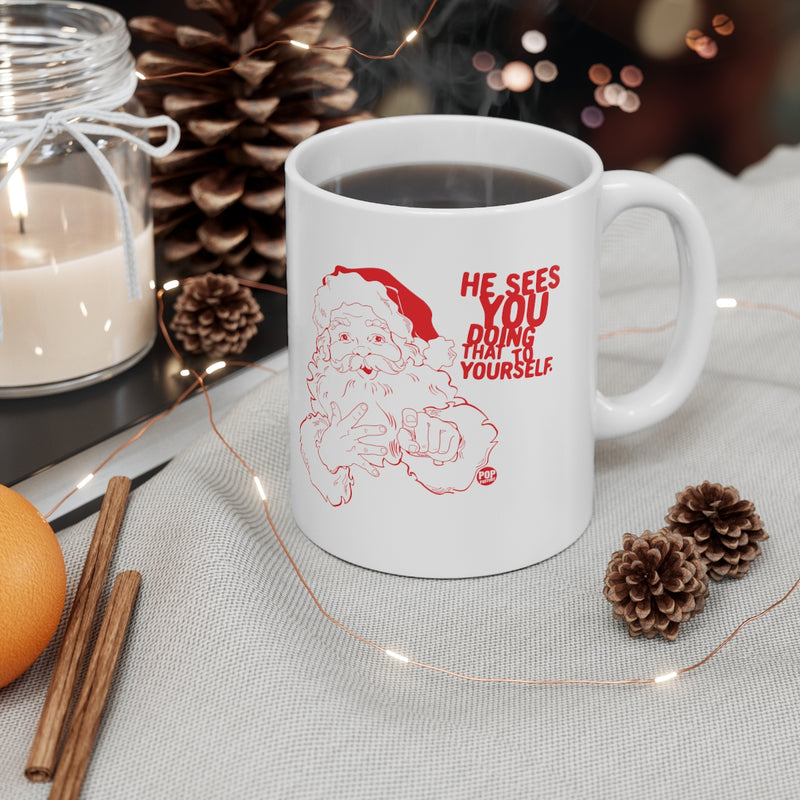 Load image into Gallery viewer, Santa Sees You Jerking Off Mug
