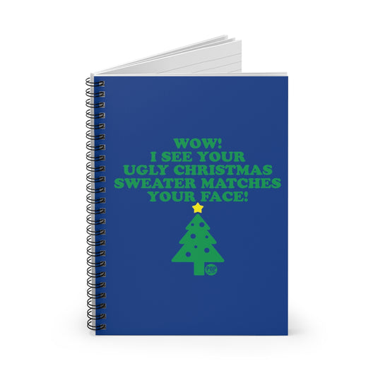 Ugly Xmas Sweater Match Face Notebook