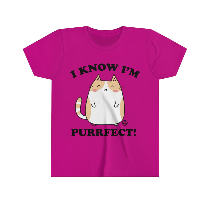 Load image into Gallery viewer, I Know I&#39;m Purrfect Youth Short Sleeve Tee
