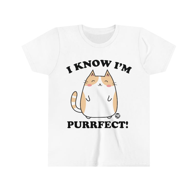 Load image into Gallery viewer, I Know I&#39;m Purrfect Youth Short Sleeve Tee
