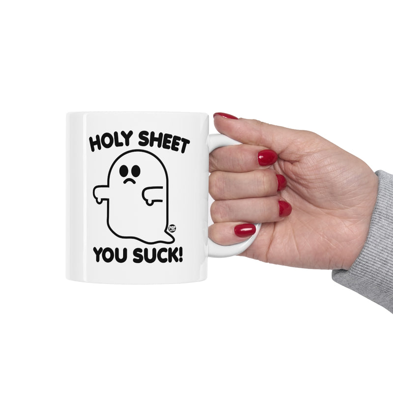 Load image into Gallery viewer, Holy Sheet You Suck Ghost Mug
