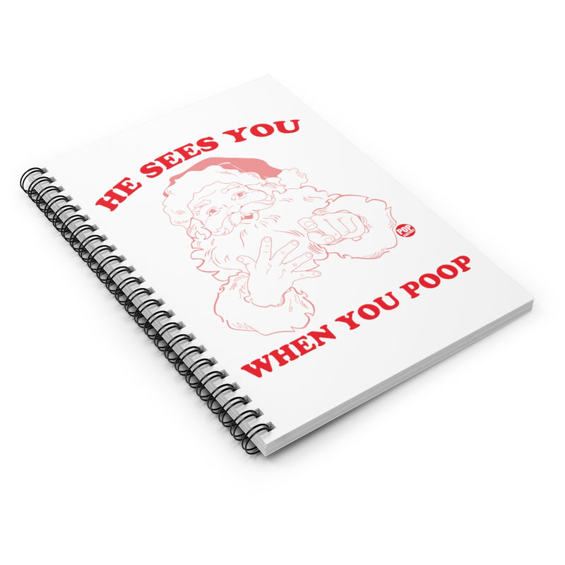 Load image into Gallery viewer, He Sees You When Poop Santa Notebook
