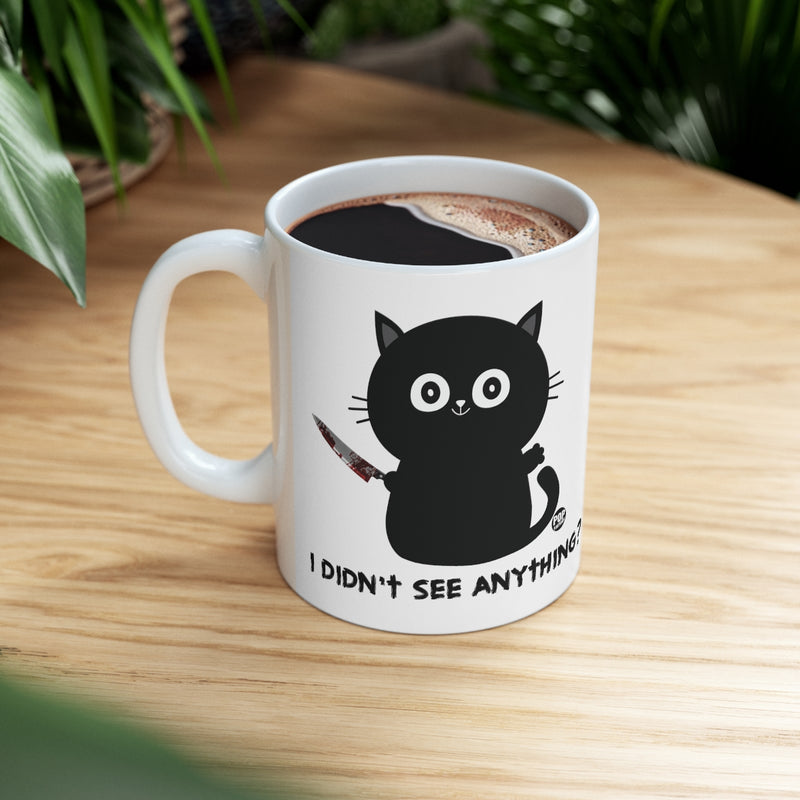 Load image into Gallery viewer, Didn&#39;t See Anything Cat Knife Mug
