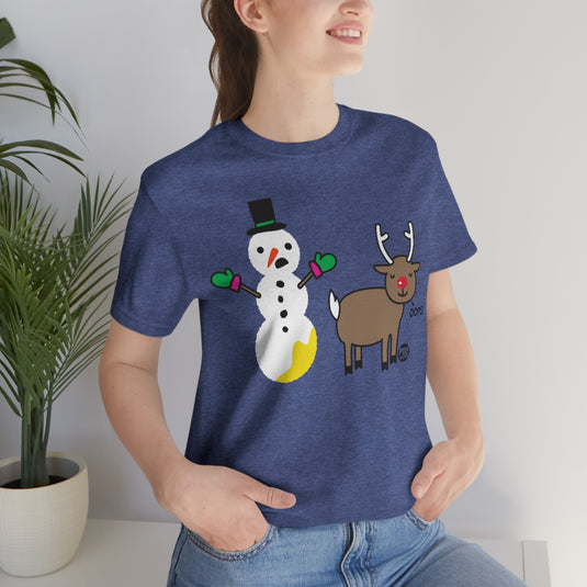 Reindeer Pee Snowman Unisex Tee
