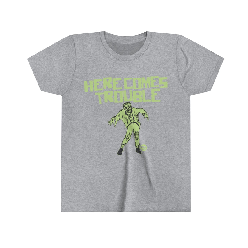 Load image into Gallery viewer, Here Comes Trouble Zombie Youth Short Sleeve Tee
