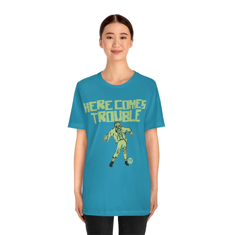 Load image into Gallery viewer, Here Comes Trouble Zombie Unisex Tee
