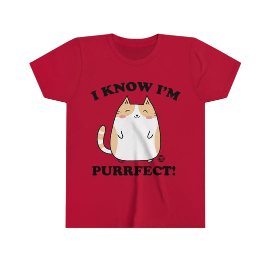 I Know I'm Purrfect Youth Short Sleeve Tee