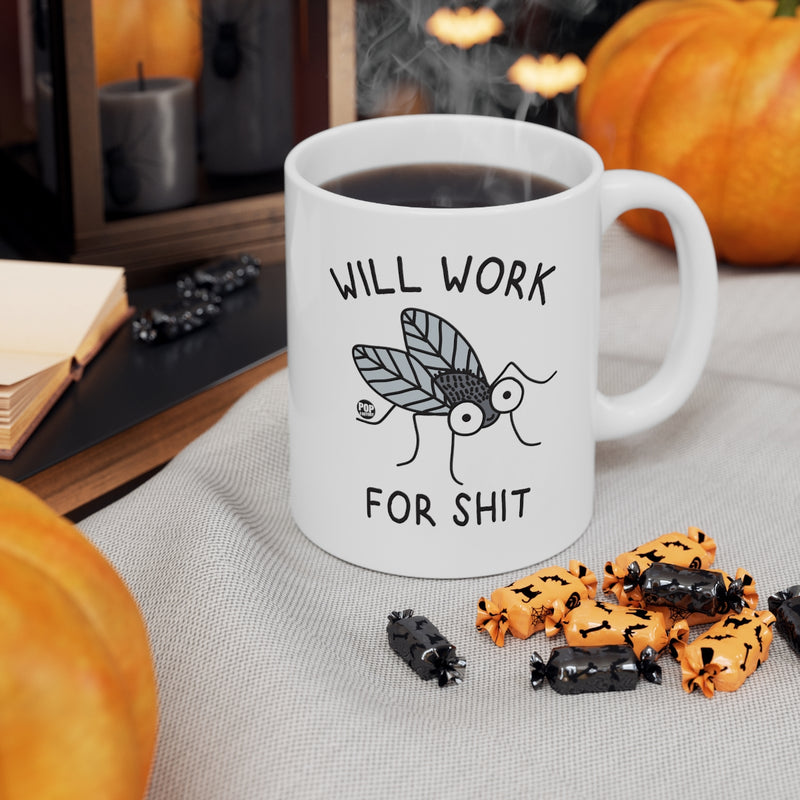 Load image into Gallery viewer, Will Work For Shit Fly Cute Mug
