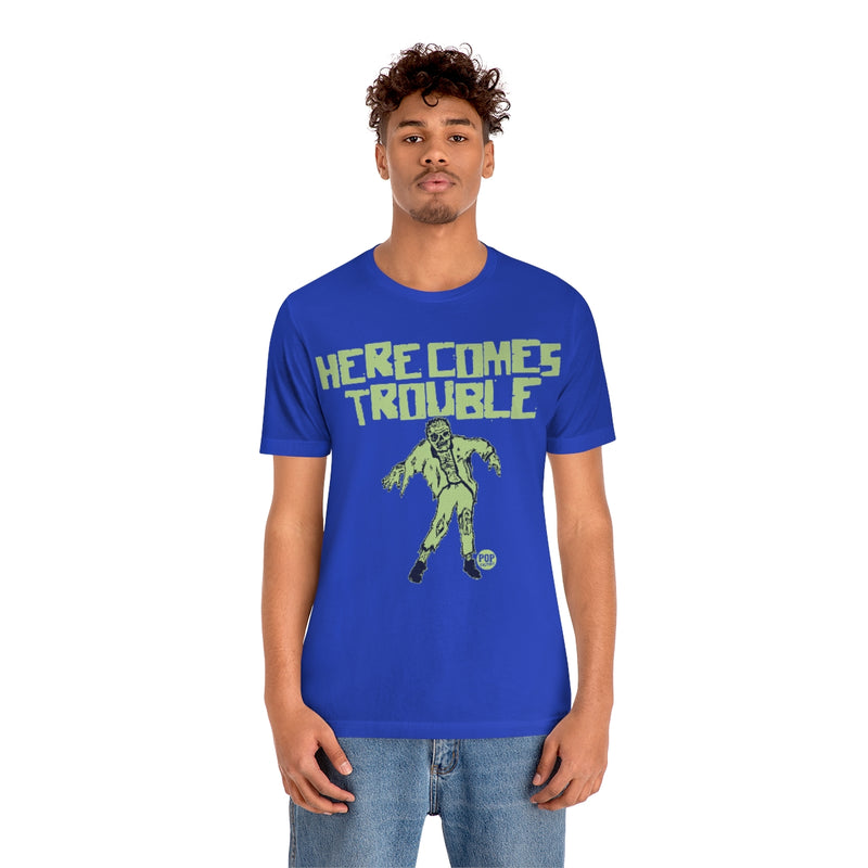 Load image into Gallery viewer, Here Comes Trouble Zombie Unisex Tee
