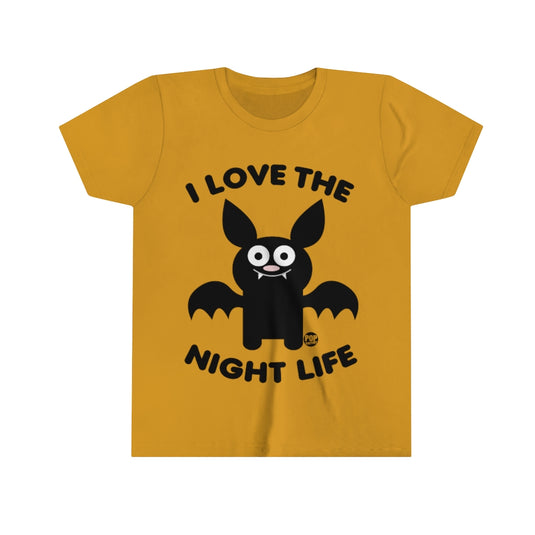 I Love Night Life Bat Youth Short Sleeve Tee