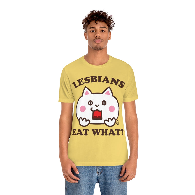 Load image into Gallery viewer, Lesbians Eat What Cat Unisex Tee
