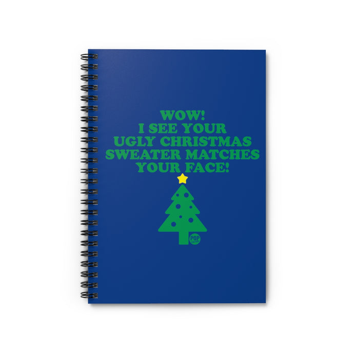 Ugly Xmas Sweater Match Face Notebook