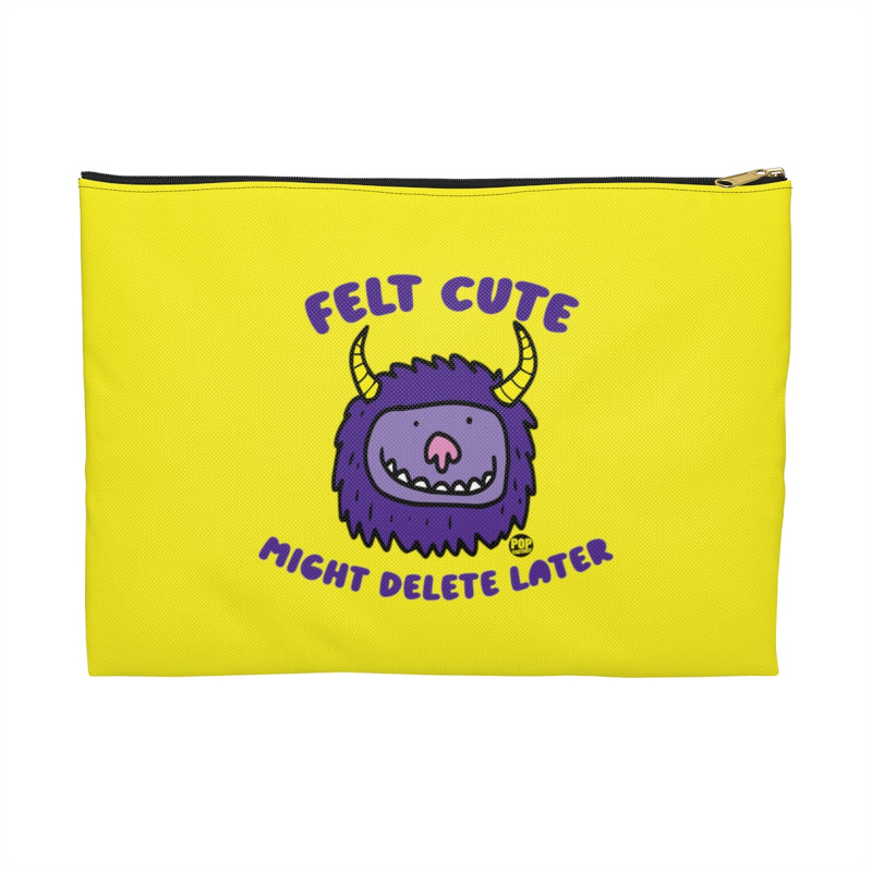 Load image into Gallery viewer, Felt Cute Might Delete Later Monster Zip Pouch
