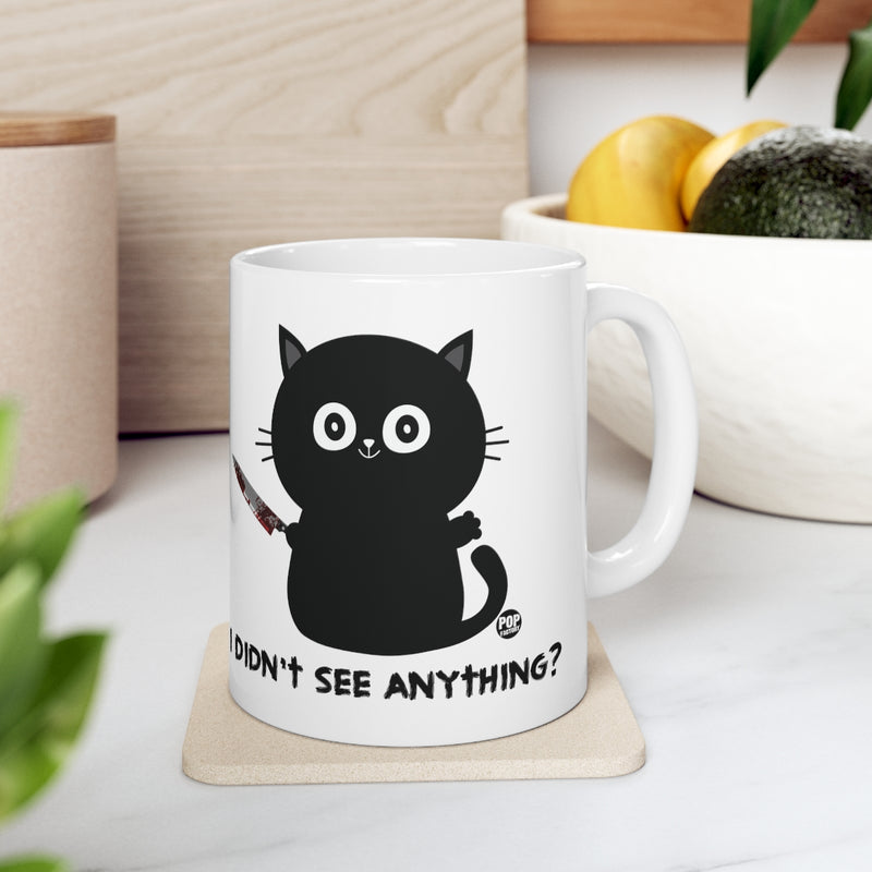 Load image into Gallery viewer, Didn&#39;t See Anything Cat Knife Mug
