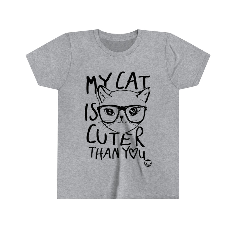 Load image into Gallery viewer, My Cat is Cuter Than You Youth Short Sleeve Tee
