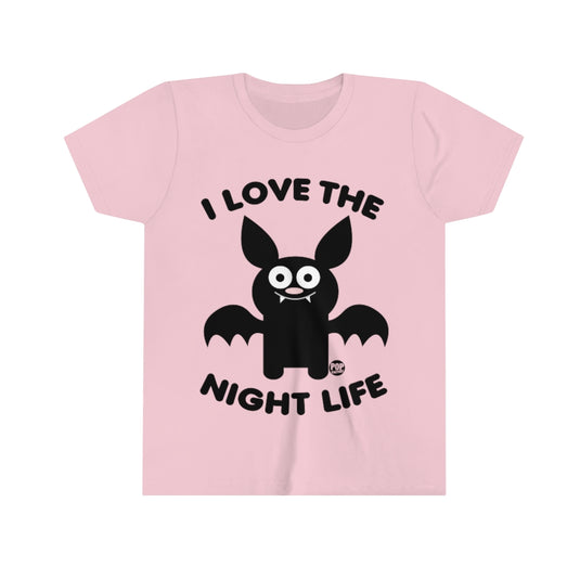 I Love Night Life Bat Youth Short Sleeve Tee