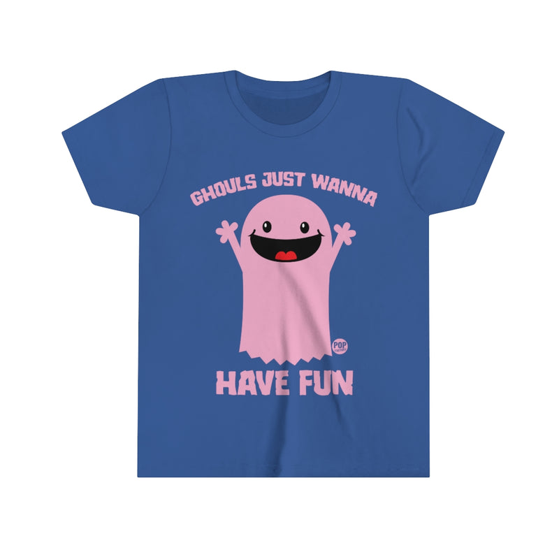 Load image into Gallery viewer, Ghouls Just Wanna Have Fun Ghost Youth Short Sleeve Tee
