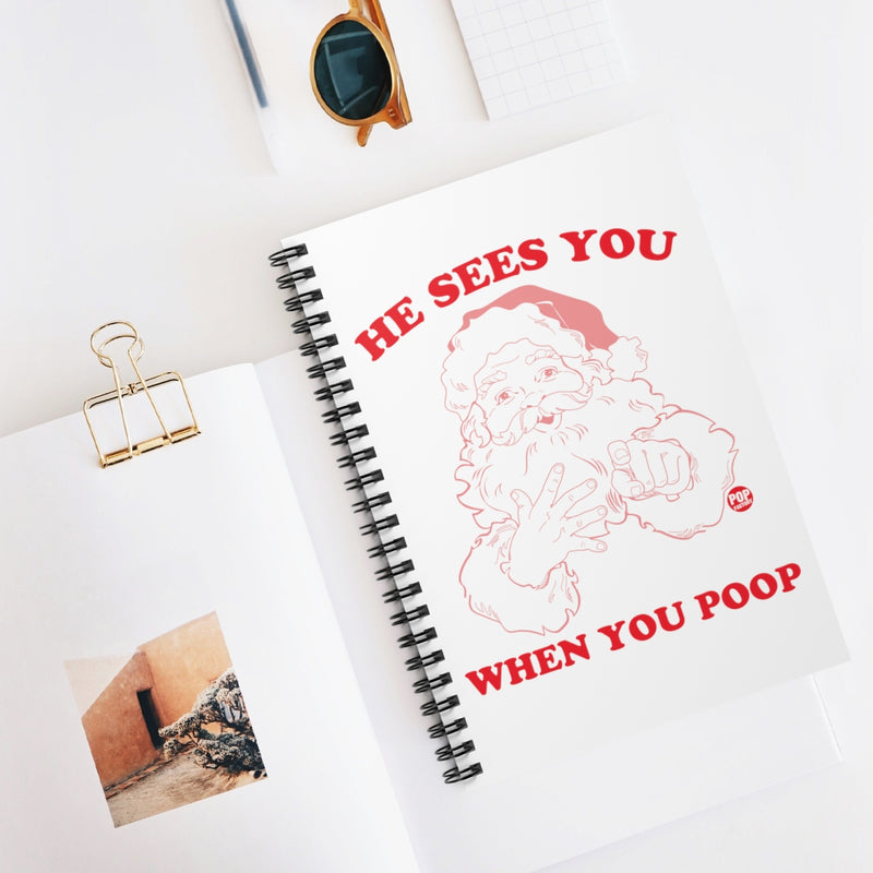 Load image into Gallery viewer, He Sees You When Poop Santa Notebook
