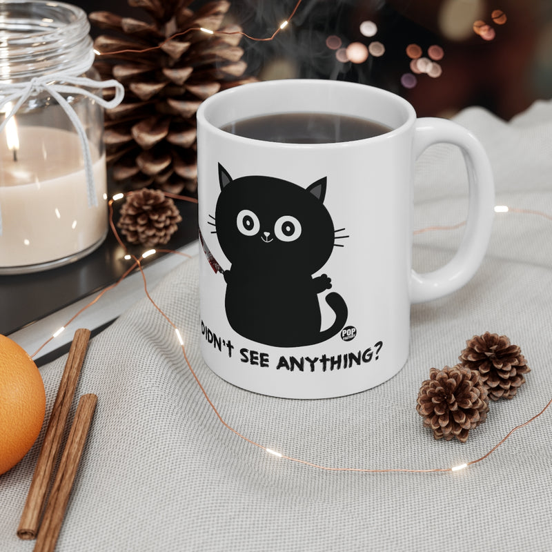 Load image into Gallery viewer, Didn&#39;t See Anything Cat Knife Mug
