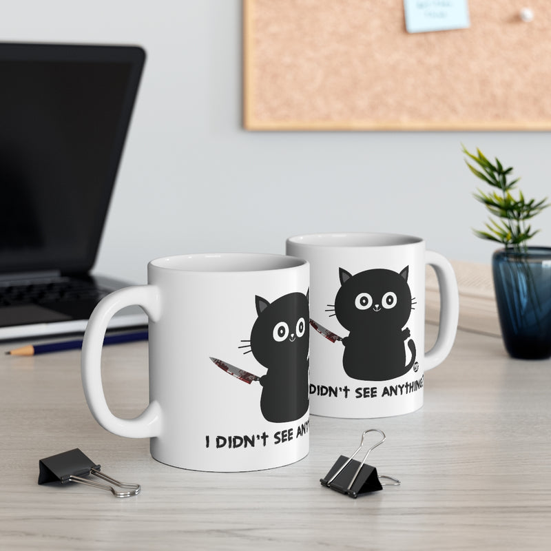 Load image into Gallery viewer, Didn&#39;t See Anything Cat Knife Mug
