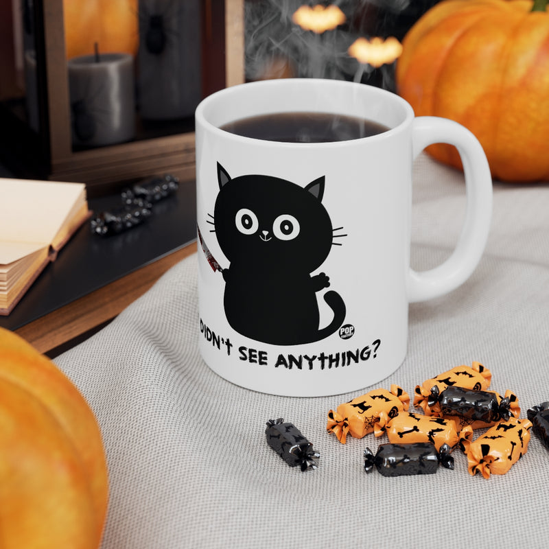 Load image into Gallery viewer, Didn&#39;t See Anything Cat Knife Mug
