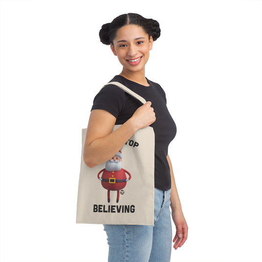 Don't Stop Believing Santa Toy Tote