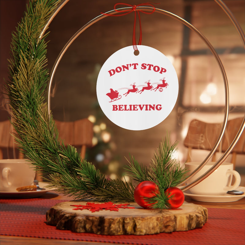 Load image into Gallery viewer, Don&#39;t Stop Believing Santa Ornament
