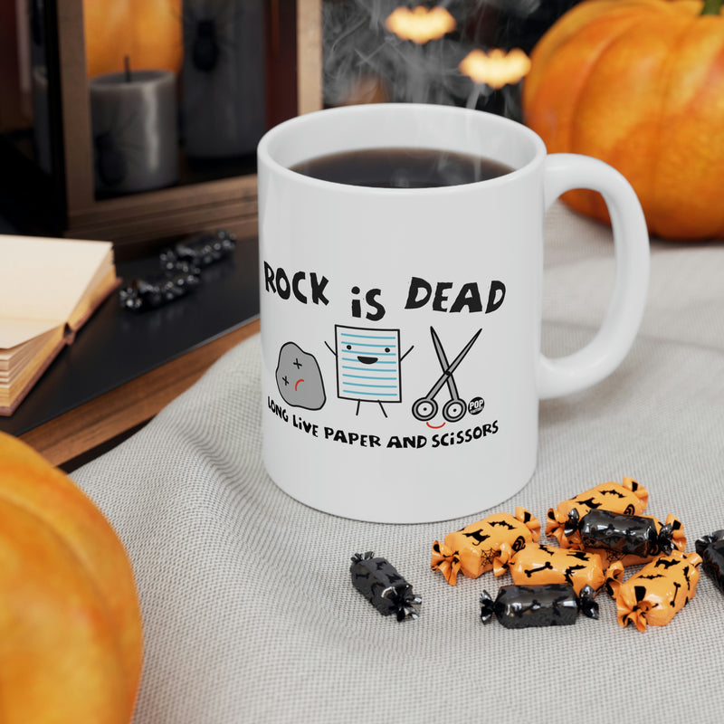 Load image into Gallery viewer, Rock Is Dead . Long Live Paper and Sissors Coffee Mug
