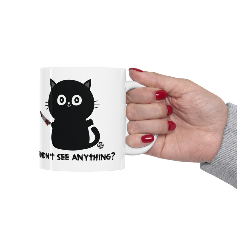 Load image into Gallery viewer, Didn&#39;t See Anything Cat Knife Mug
