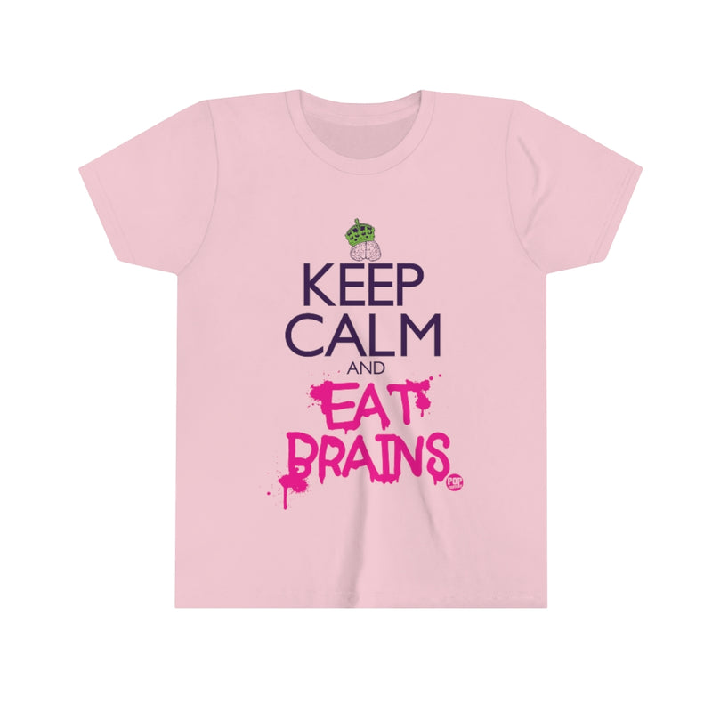 Load image into Gallery viewer, Keep Calm And Eat Brains Youth Short Sleeve Tee
