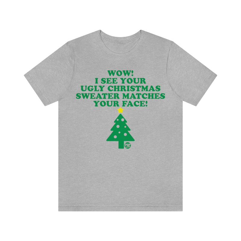 Load image into Gallery viewer, Ugly Xmas Sweater Matches Face Unisex Tee

