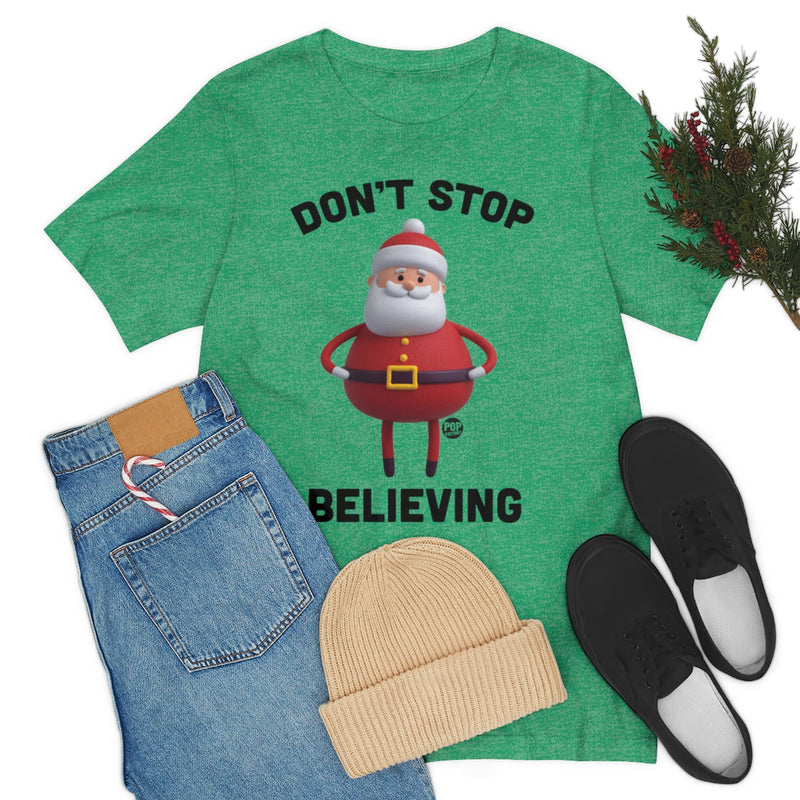 Load image into Gallery viewer, Don&#39;t Stop Believing Santa Toy Unisex Tee
