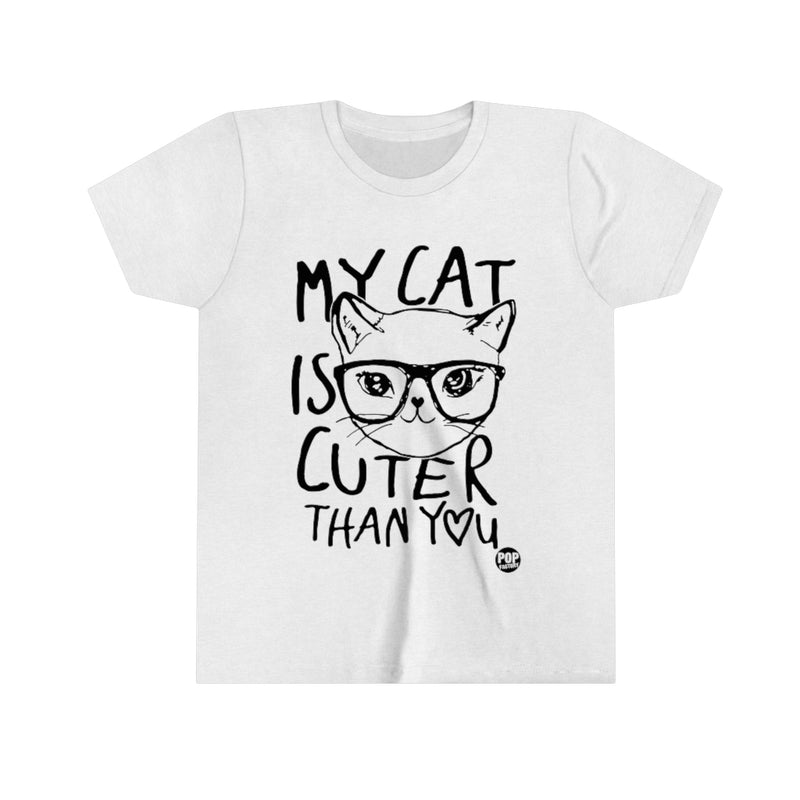 Load image into Gallery viewer, My Cat is Cuter Than You Youth Short Sleeve Tee
