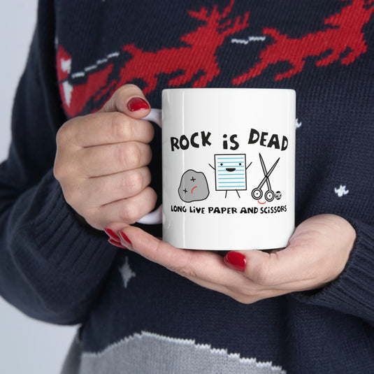 Rock Is Dead . Long Live Paper and Sissors Coffee Mug