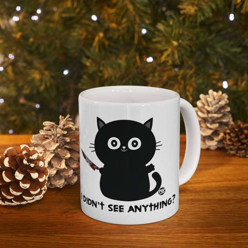 Load image into Gallery viewer, Didn&#39;t See Anything Cat Knife Mug
